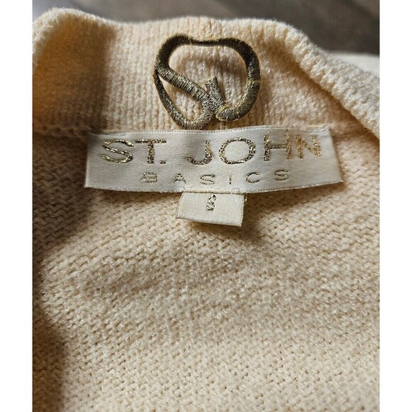 St. John Cream Cardigan Gold Buttons Classic Basic Size S - Picture 9 of 9